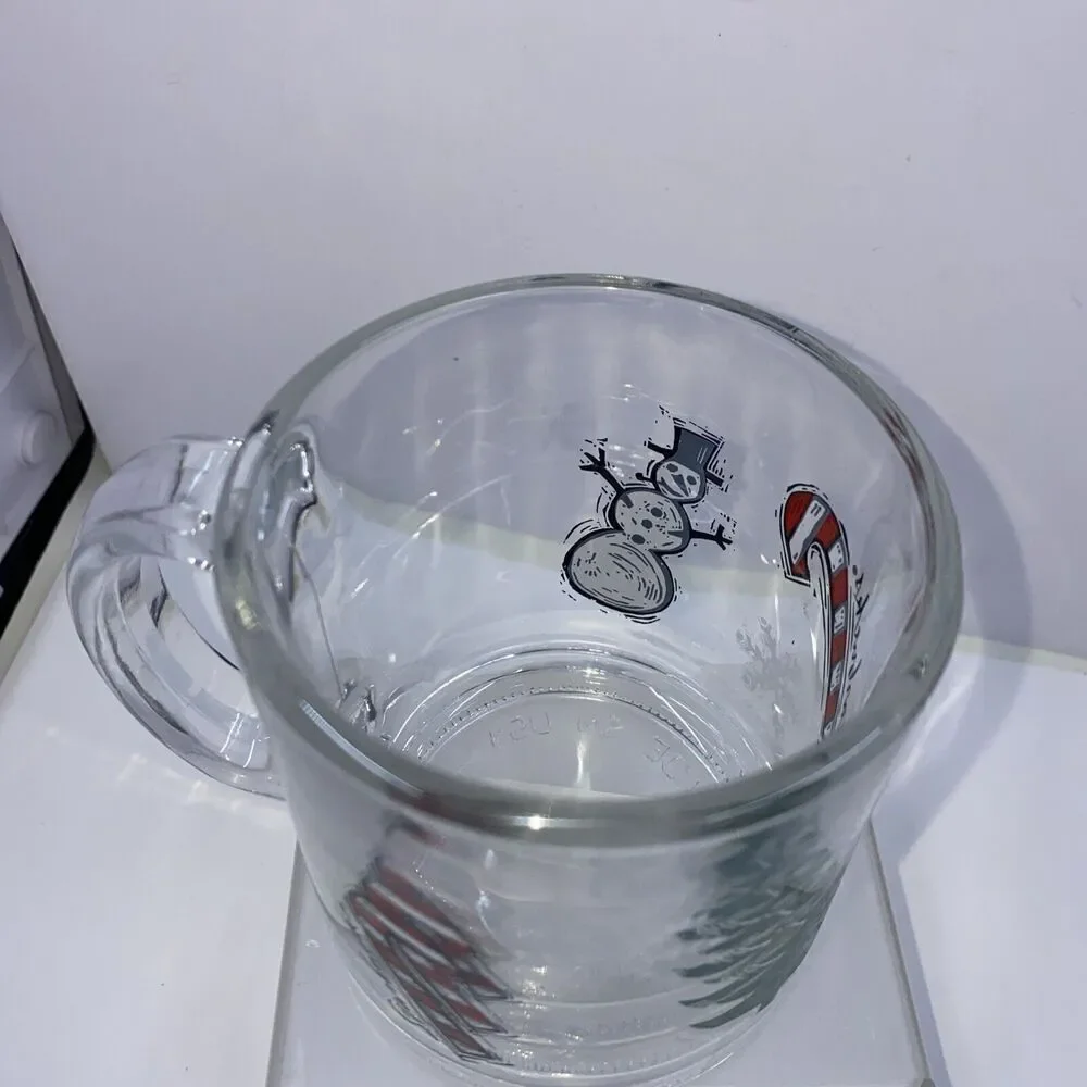 Starbucks Candy Cane Christmas Tree Winter Snowflake Clear Glass Coffee Cup 12oz